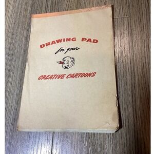 Vintage Drawing Pad Creative Cartoons Original WWII Military Football Sketches